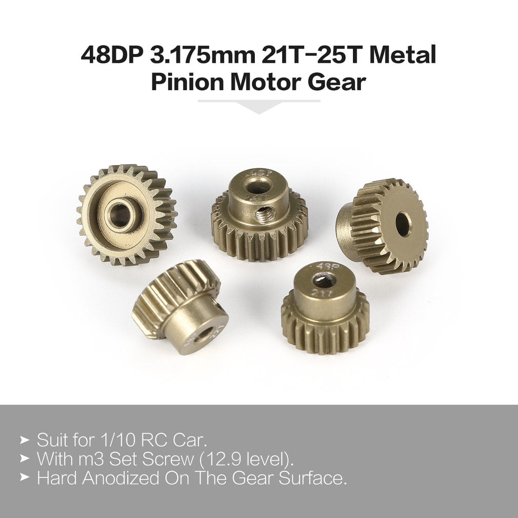 RC Motor Pinion Gear 21T-25T 48DP Pitch 3.175mm Shaft for 1/10 RC Model Car