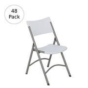 Ontario Furniture Folding Chairs Blow Molded Heavy Duty Plastic White, 48 Pack