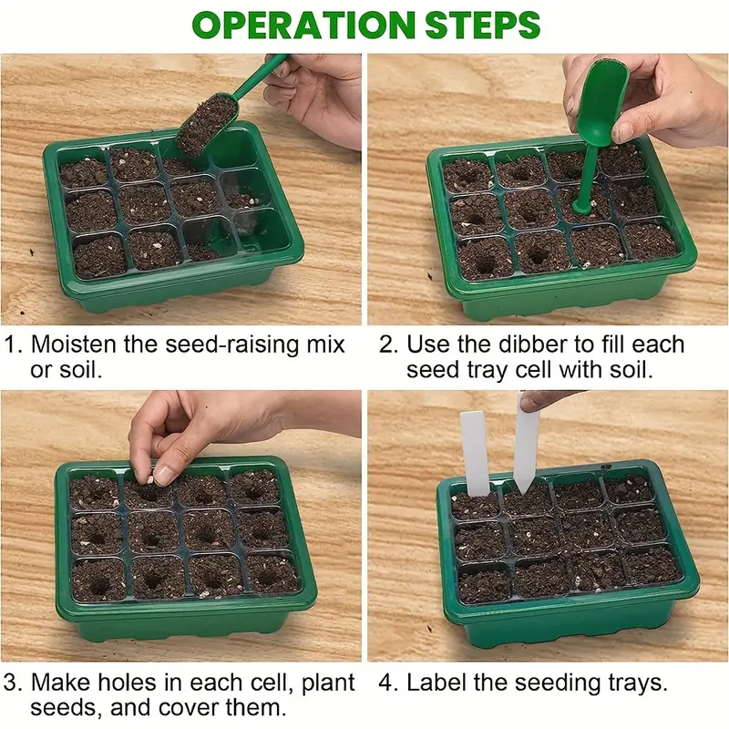Energy-Efficient Full Spectrum LED Grow Light Kit Cell Seedling Trays - USB Powered, Button Control, Desktop Design for Home Gardening, Greenhouse Growing Trays, Plant Seed Starter Trays