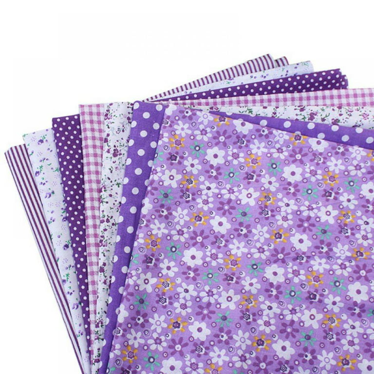 Wisremt Clearance! 7pcs DIY Assorted Pattern Floral Printed Patchwork Cotton Fabric Cloth for Crafts Bundle Sewing Quilting Fabric, Size: Small, Purple
