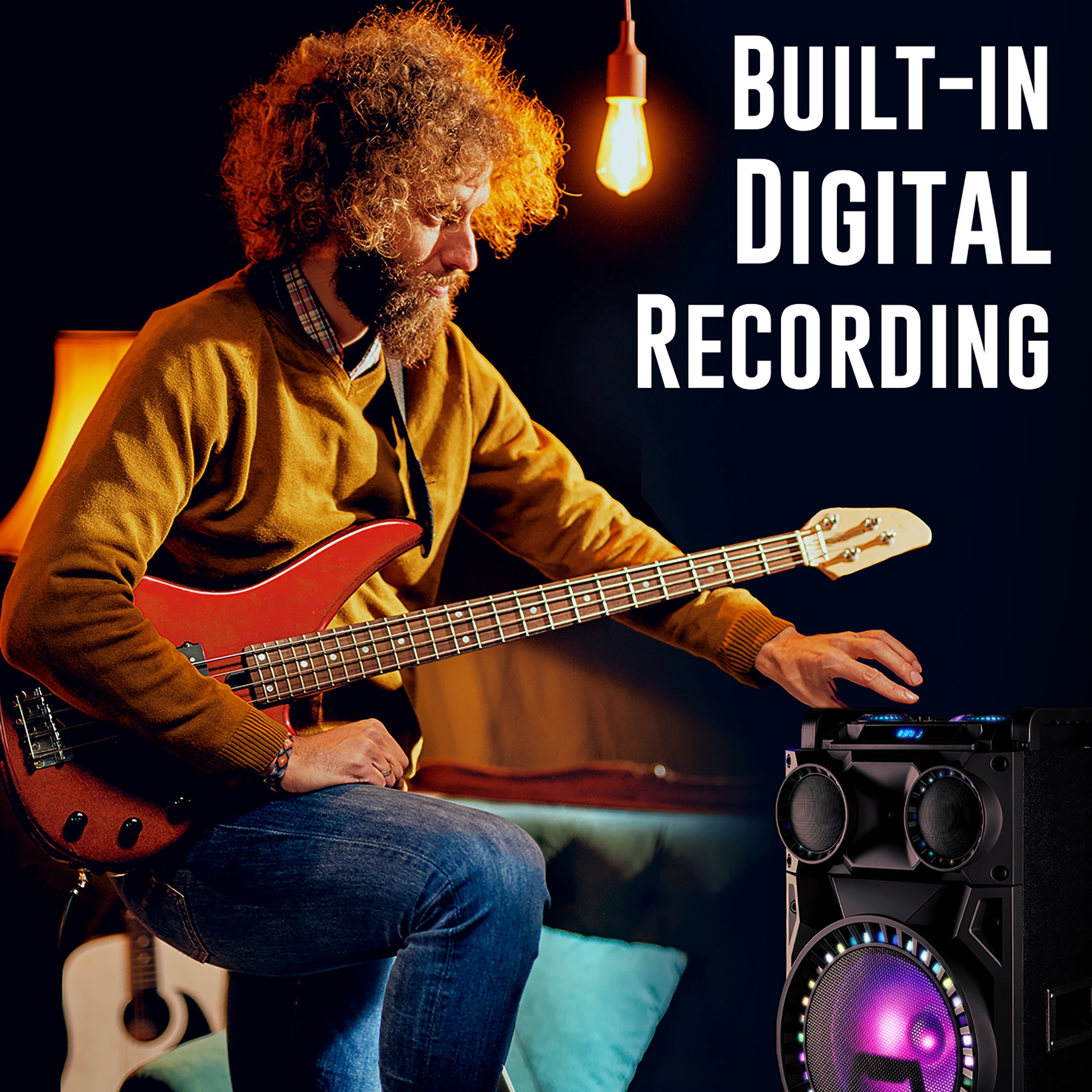 Pre-Owned QFX PBX-1215 Dual 12" Floorstanding Bluetooth Speaker with Party Lights, Includes Microphone, Black