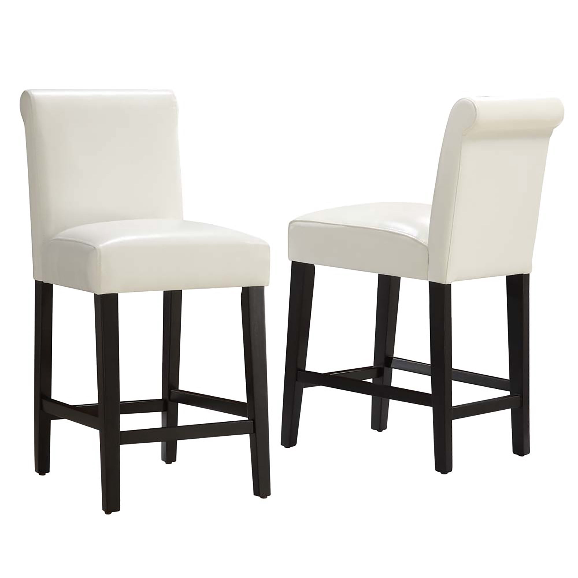 Weston Home Arica 24" Faux Leather Counter Height Stool, Set of 2, White