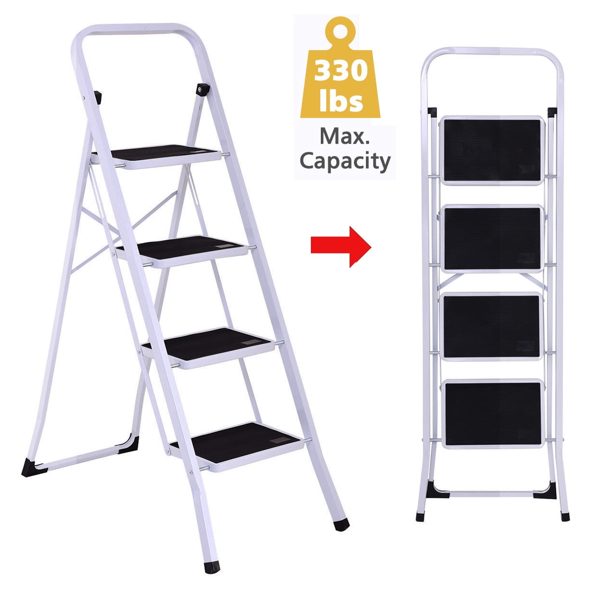 4 Step Ladder Folding Step Stool Ladder With Handgrip Anti Slip Sturdy
