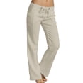 thumbnail image 1 of MAWCLOS Women's Lounge Mid Waist Solid Color Straight Leg Pants, Apricot, 2XL, 1 of 2