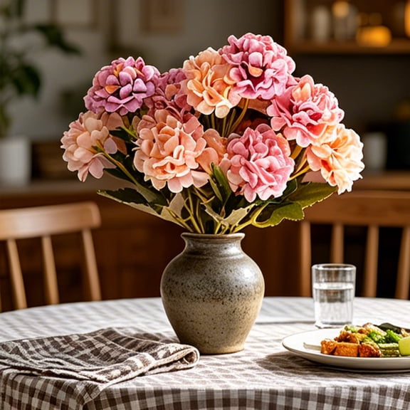 Artificial Hydrangea & Peony Flower Bouquet, Faux Floral Arrangement for Wedding Table Centerpieces Indoor Home Party Decor