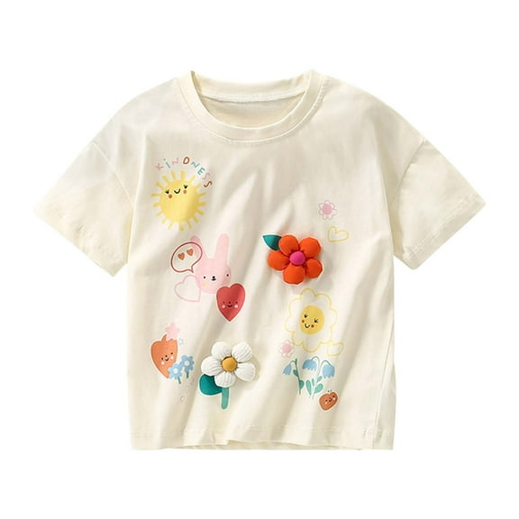 GBSYEWXS Girls Casual T Shirts Tops Cute Girls' Summer T Shirt Short Sleeve Round Neck Tee For Kids Stylish For Toddler And Little Girl Vacation Tees Size 4-5 Years