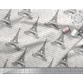 thumbnail image 2 of Soimoi White Cotton Voile Fabric Text & Eiffel Tower Architectural Print Fabric by Yard 56 Inch Wide, 2 of 3