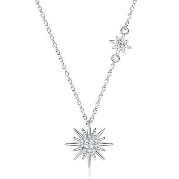 s925 sterling silver sun flower necklace for women cross-border hot selling niche high-end sense star pendant collarbone chain versatile necklace ornament decoration