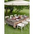 thumbnail image 5 of 60x84 Inch Outdoor Tablecloth with Umbrella Hole Zipper Rectangle Texas Star Farmhouse Rectangular Tablecloths Outside Waterproof Rustic Black Plaid Berry Wooden Patio Table Cover for Picnic Party, 5 of 8