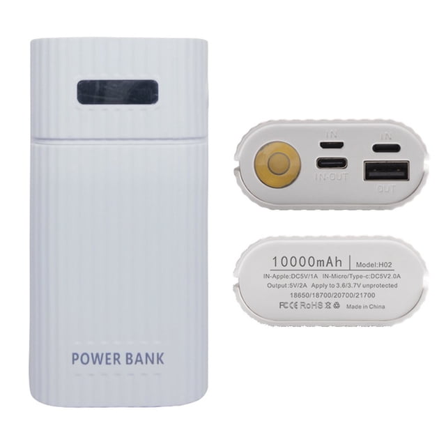 MesaSe Power Bank Case Convenient Welding-free Fireproof Shockproof Fast Charging with LED Flashlight 2 X 18650 21700 Battery Charger Case DIY Box for Smartphone