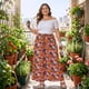 thumbnail image 3 of Pantalones Palazzo de Mujer Plus Size con Estampado Floral y Pierna Ancha Agnes Orinda, con Cintura Frontal y Bolsillos, 4X Negro Rojo, 3 of 8