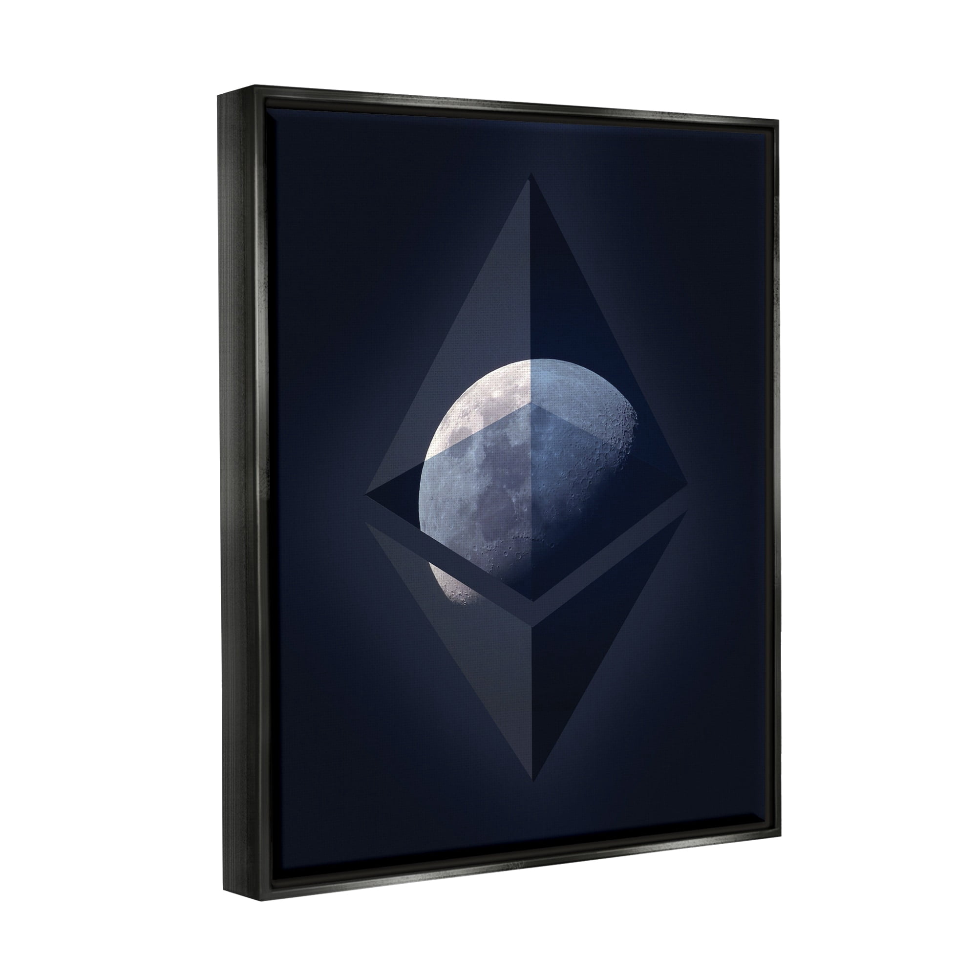 Stupell Industries Ethereum On The Moon Jet Black Framed Floating Canvas Wall Art, 24x30, by Daphne Polselli