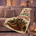 thumbnail image 6 of Merry Cowgirl Christmas Vintage Western Holiday Evergreen Cowboy, Festive Holiday Scene, Warm Flannel Blanket for Living Room and Reading Nook, Art Lovers Christmas Gift, Festive Home Decor, 6 of 9