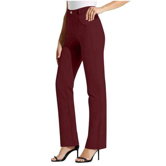 XuJwPNcy Dress Pants for Women Work Business Stretchy Pants Office Straight Leg Trousers High Waisted Ladies Slacks