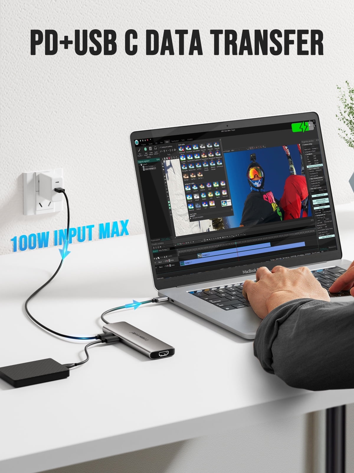 Lemorele TC38L Multiport Adapter 8 IN 1 USB C Docking Station, 100W PD Charging, 4K HDMI, 3xUSB 3.0, SD/TF Card Reader USB C Hub for MacBook, Windows Laptop, iPad, Switch
