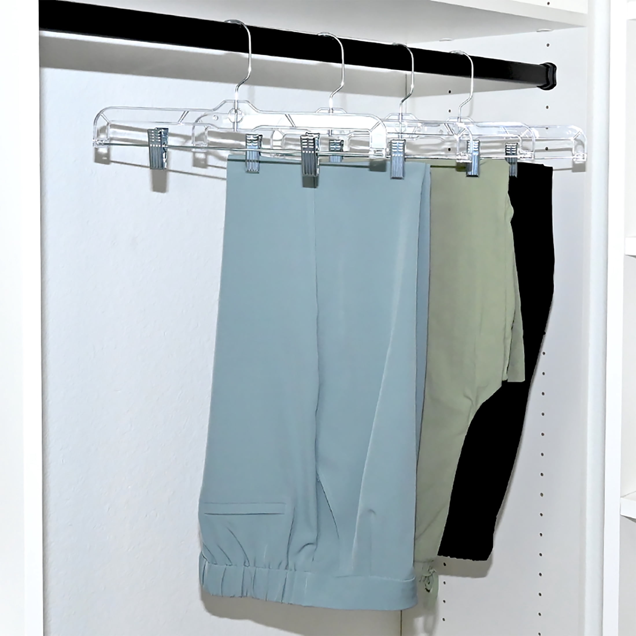 ClosetSelect Crystal Skirt/Slack Hanger for Any Clothing Type, Clear 24 Count