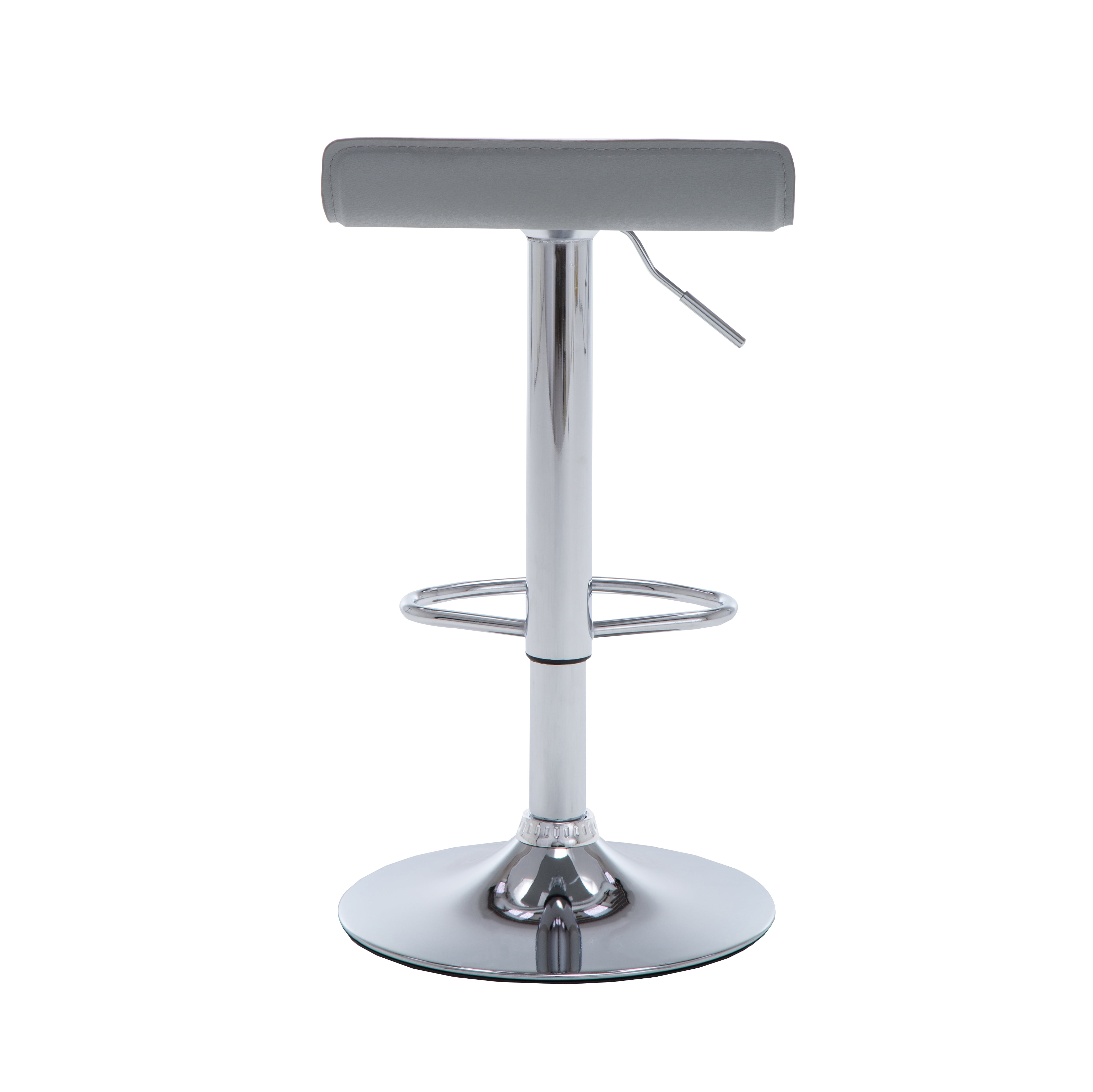 Contoured Contemporary Backless Armless Swivel Height Adjustable Hydraulic Lift Chrome Base Bar Stool with Footrest (Gray) - Set of 2