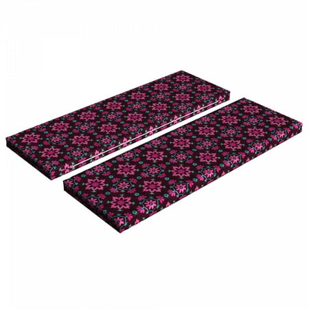 

Floral Bench Cushion Set of 2 Vibrant Essence Botany Lily Blooms Boho Pansy Shabby Motif Standard Size Foam Pad and Decorative Cover Burgundy Magenta Teal by Ambesonne