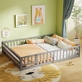 thumbnail image 4 of Costway Queen Size Floor Bed with Full Length Safety Guardrails & Door for Boys, Girls Gray, 4 of 10