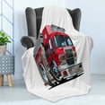 thumbnail image 4 of Truck Soft Flannel Fleece Throw Blanket, Cartoon Style Red Truck Emergency Services Safety of the City Transportation, Cozy Plush for Indoor and Outdoor Use, 50" x 60", Pale Grey Red, by Ambesonne, 4 of 5