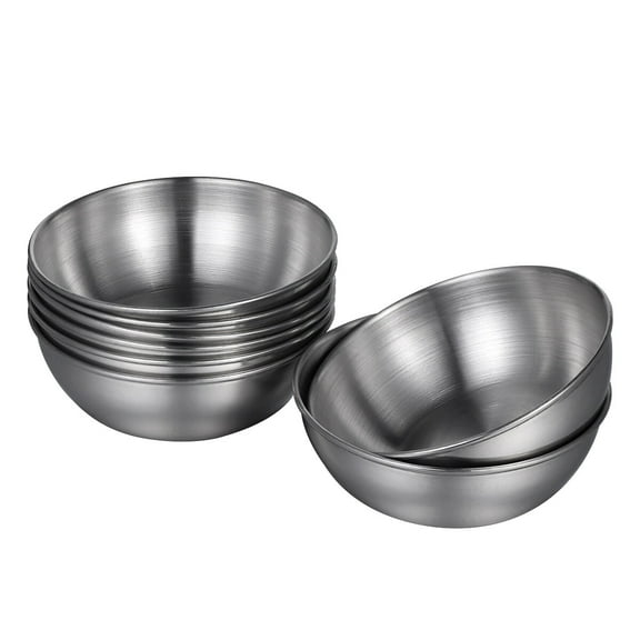 IFANLANDOR 8Pcs Silver Seasoning Dish Small Banchan Bowls For Serving Condiments Restaurant Use 8 x 2.5 Cm