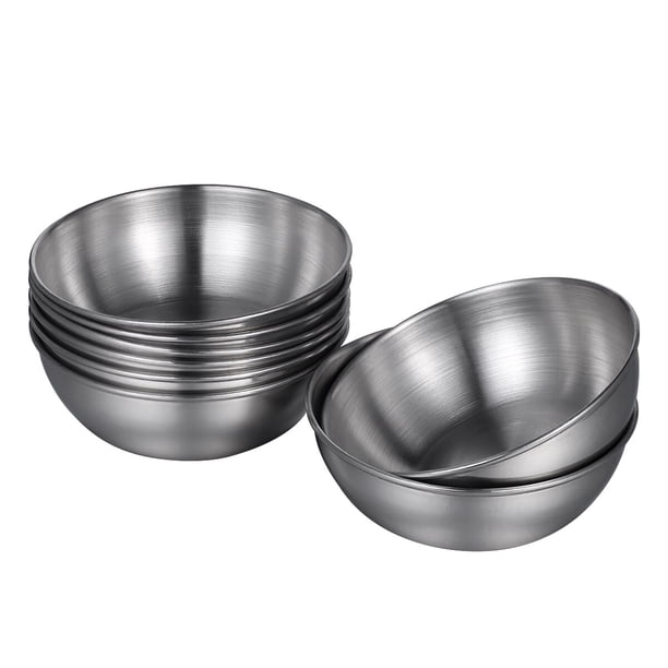 BESTONZON - Juego de 8 platos de acero inoxidable para salsas, cuencos para mojar alimentos, plato redondo para condimentos, platillos para aperitivos