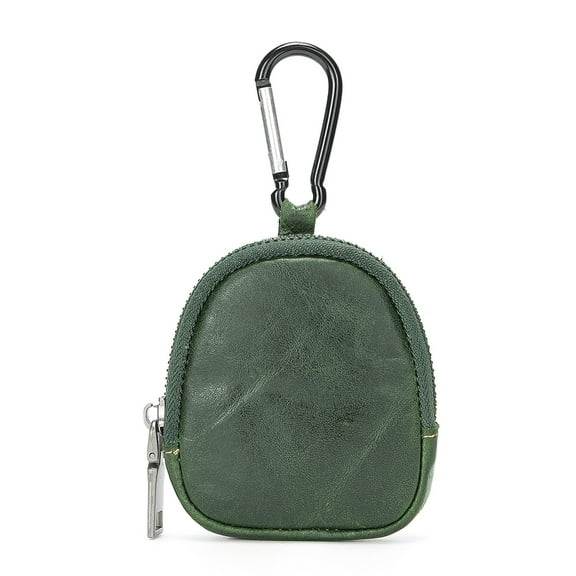 Mini Genuine Leather Coin Purse, Vintage Zipper Key Wallet Simple Coin Storage Bag (8061-green)