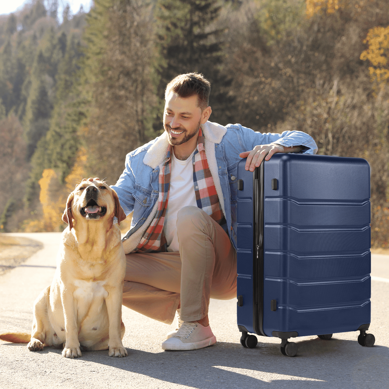 MAYEERTY 24" Expandable Hardside Luggage Spinner Wheels ABS TSA Lock Durable Lightweight Travel Suitcase Blue