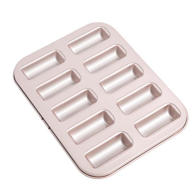Non-stick Financier Cake Pan, Rectangle Muffin Pan Biscuits Cookies Bakeware, Mini Bread Baking Tin (10 cavity)
