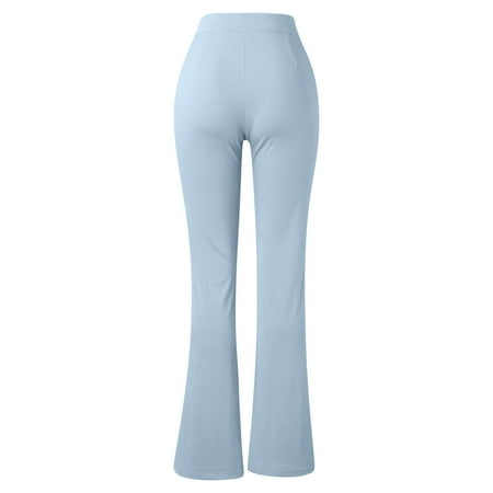 

LEEy-World Panties for Women Women s High Elastic Waist Striped Pants Sheer Mesh Split Hem Wide Leg Pants Light Blue S