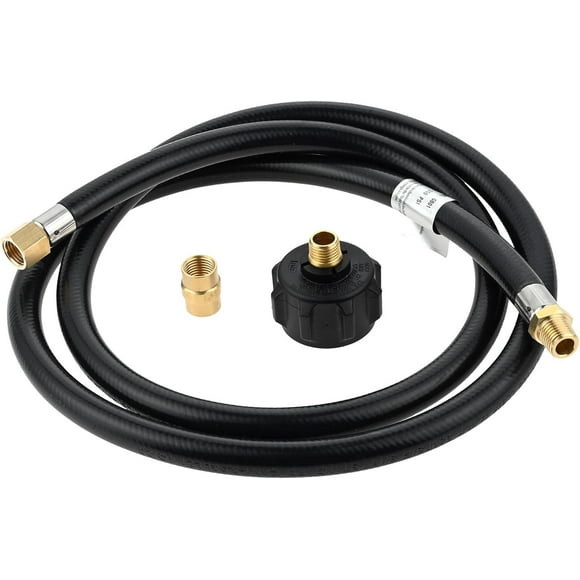 shiyou-Propane Hose Kit - Brass & Rubber, 5 Feet, 1/4" NPT, 350 PSI, Black, Kit for Gas Grills, Turkey Fryers, Fire Pit, Mr Heater, RV Equipment