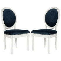 Safavieh HOLLOWAY 19''H FRENCH BRASSERIE VELVET OVAL SIDE CHAIR - SILVER NAIL HEADS