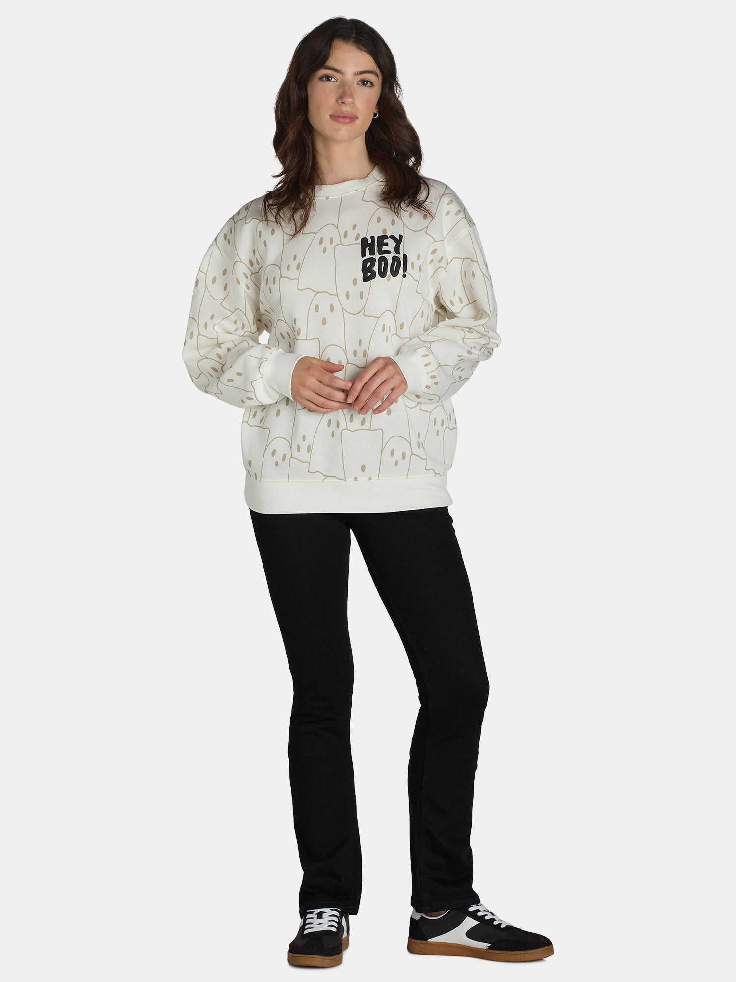 Halloween Women’s Hey Boo Graphic Sweatshirt, Sizes XXS-XXL