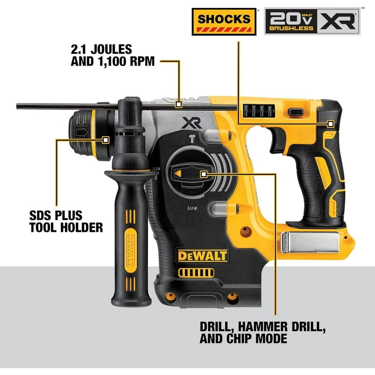 DEWALT 20V MAX SDS Rotary Hammer Drill Cordless 3 Application Modes Bare Tool Only DCH273B Walmart