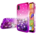 thumbnail image 2 of For Samsung Galaxy A01 Case w/ TPU Screen Protector Liquid Quicksand Glitter Cute Bling Girls Women [Shock Proof] for For Samsung Galaxy A01 - Pink/Purple, 2 of 5