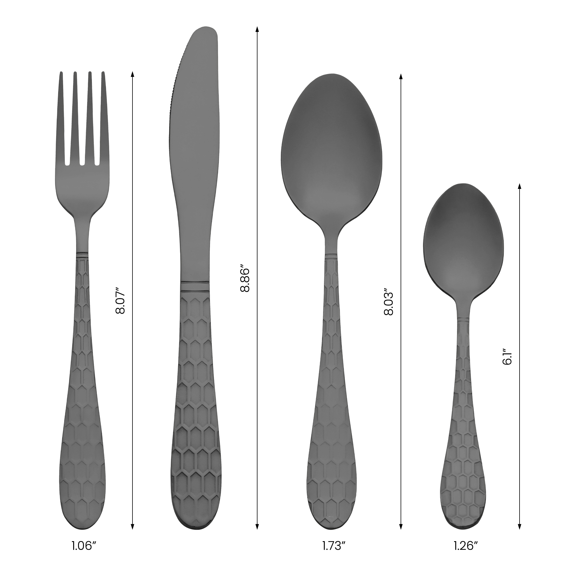 Unique Bargains 16 Pieces Stainless Steel Flatware Set Black