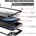 thumbnail image 2 of iPhone 11 Pro Coque Étanche en Métal Robuste avec Écran Intégré Protection Complète Antichoc Antichoc Robuste Grade Militaire, Noir, 2 of 8