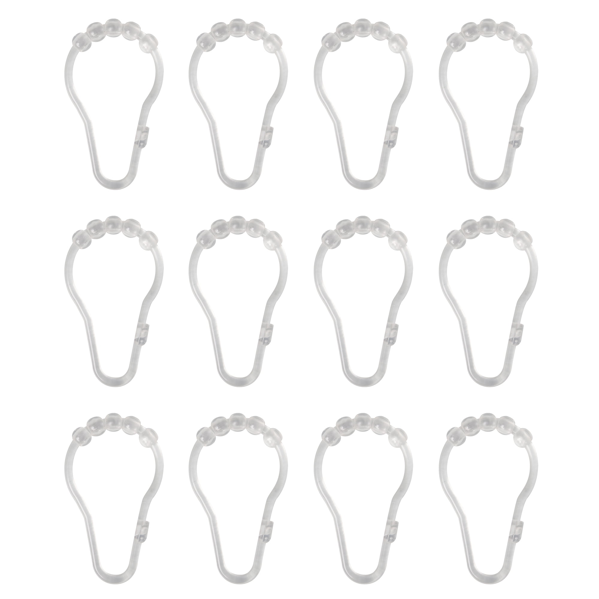 (2 pack) Mainstays Easy Glide Clear Plastic Shower Curtain Roller Hooks, Set of 12