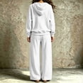 thumbnail image 5 of Szluipve Women Full Zip Hoodie 2 Piece Outfits Drawstring Long Sleeve Zip‑Up Hooded Jacket and Elastic Waist Wide Leg Pants Casual Tracksuit Loungewear Set White M, 5 of 7