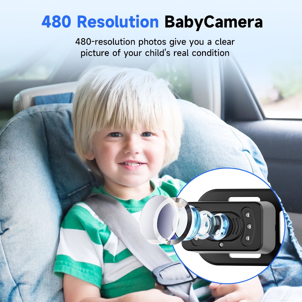 Podofo Baby Car Mirror Camera, Car Rear View Mirror, 5 inch Baby Mirror Rear View Monitor With Ir Night Vision Function For Babies, Children, Toddlers and New Parents