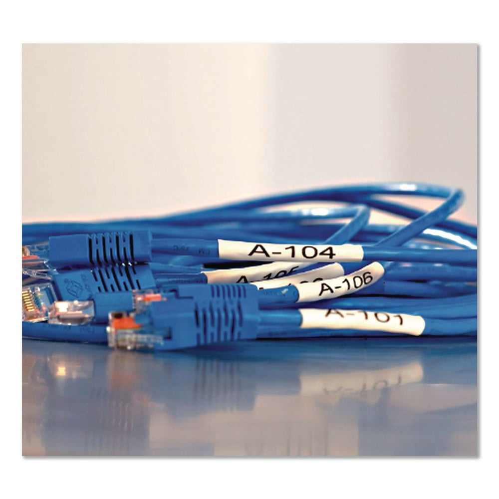 DYMO Rhino Industrial Heat-Shrink Labels, 1/4" Tube, Black Print on White