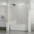 thumbnail image 6 of Frameless Bathtub Door, 60" W x 58" H Sleek Silent Sliding Glass Door, 1/4" (6mm) Thick Tempered Clear Glass with Easy-clean Coating, Heavy-Duty 304 Stainless Steel, Chrome, 6 of 8