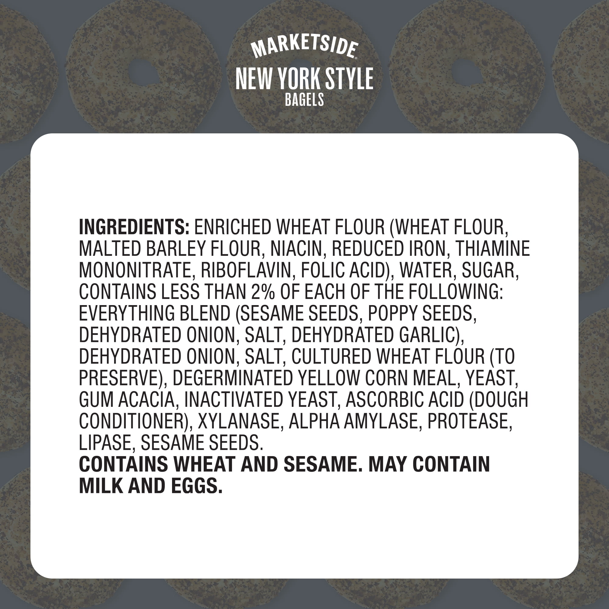 Marketside Fresh Pre-Sliced Everything Bagels, New York Style, 22.8oz, 6 Count