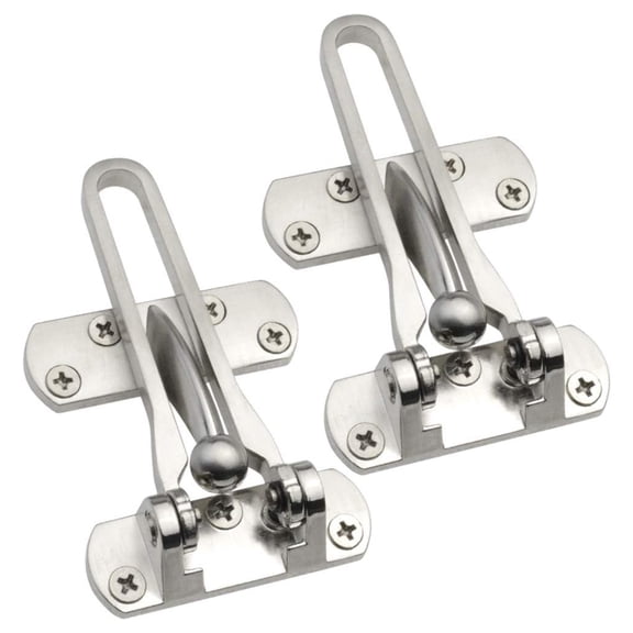Home Security Door Lock, 2 Pack Latch Guard Clasp Front Door Locks for Kids, Home Reinforcement Lock for Swing-in Doors, Hotel Door Latches, Thicken Solid Aluminium Alloy, Satin Nickel