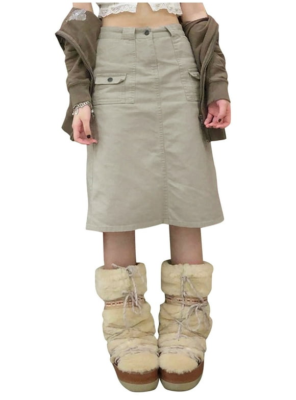 Khaki Maxi Skirt With Ruffles And Elastic Waist Cotton For Summer Womens Fashion Effortless Comfort main image 1