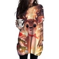 thumbnail image 3 of Camiseta navideña de manga larga para mujer, vestidos con bolsillos y cuello redondo de alce de dibujos animados, Jersey holgado informal de gran tamaño para otoño e invierno, 3 of 5