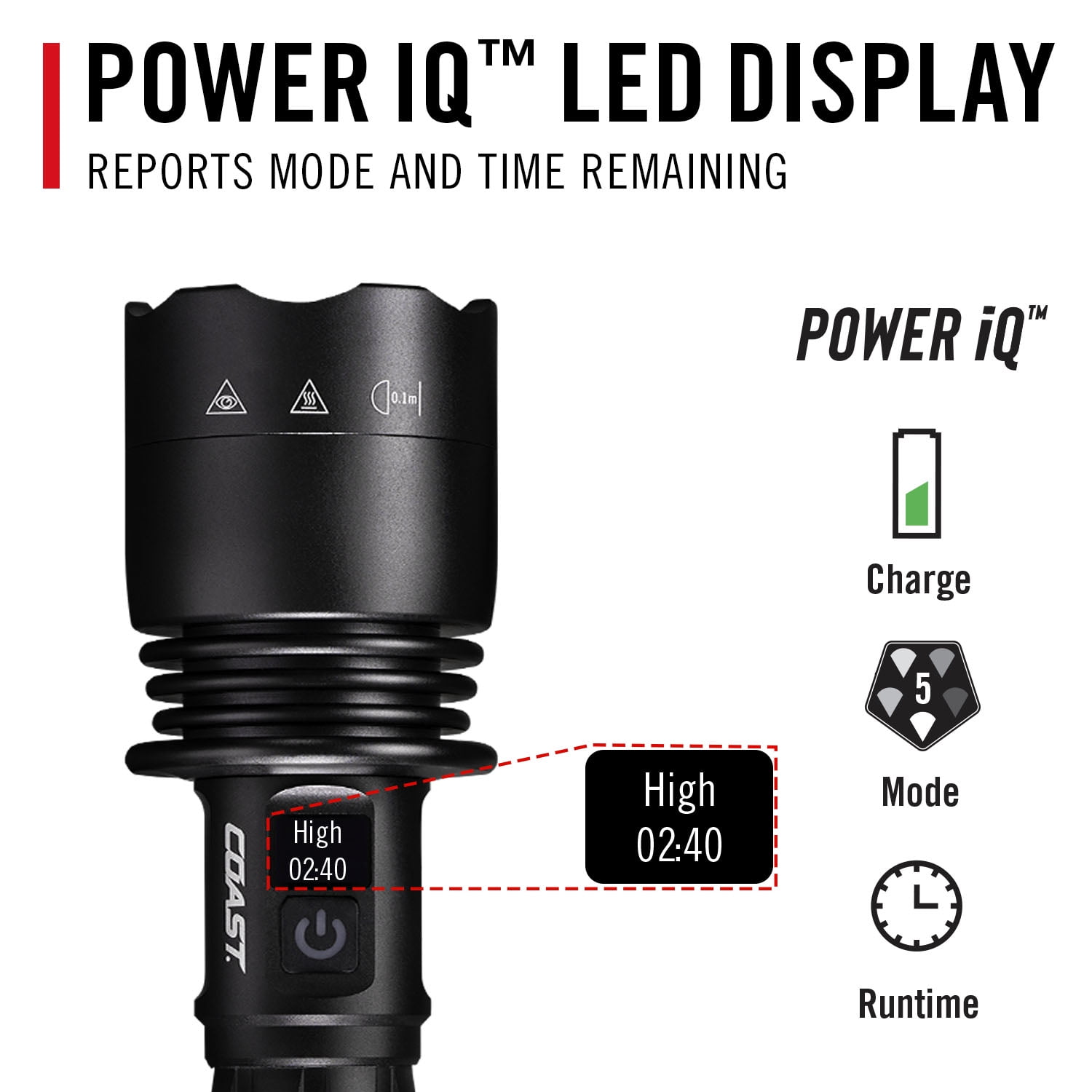 COAST XP40R Rechargeable LED Flashlight – 8000 Lumens, Dual Power, Ultra View Flood Beam