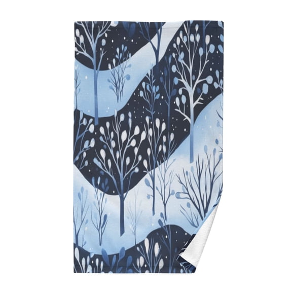 Pure Cotton Face Towel 16x28 Inches Hand Towel Bath Towel Hand Bath Towels Soft Good Water Absorption for Washing Face Wiping Face Blue Tree Pattern