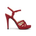 thumbnail image 3 of BLISSFUL STEP Women's Strappy Platform Slingback Stiletto Heels Sandals Red 8, 3 of 8