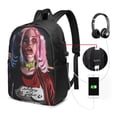 thumbnail image 2 of Character Harley Quinn Laptop Backpack Daypack School Student Bookbag Satchel Rucksack Shoulders Travel Bag With USB Headphone Charging Port, 2 of 8